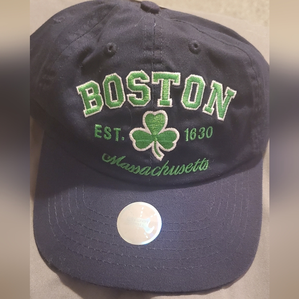 Boston Embroidered Navy Shamrock Cap